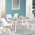 Table scandinave extensible INGA 120-160 cm plateau béton ciré pieds blancs