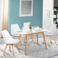 Table scandinave extensible INGA 120-160 cm blanche pieds bois