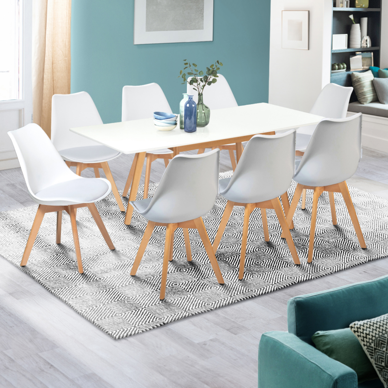 MEUBLES COSY Table de salle à manger extensible, 4 à 6 Personnes, Plateau  en fibres de bois - Pieds en métal Blanc - Cdiscount Maison