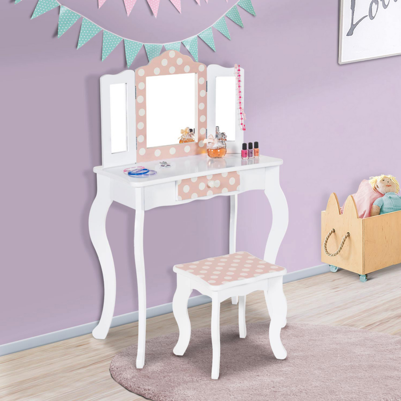 Meuble coiffeuse enfant avec miroir et tabouret fille Blanche rose Fantasy  Fields W-5700AR - Cdiscount Maison