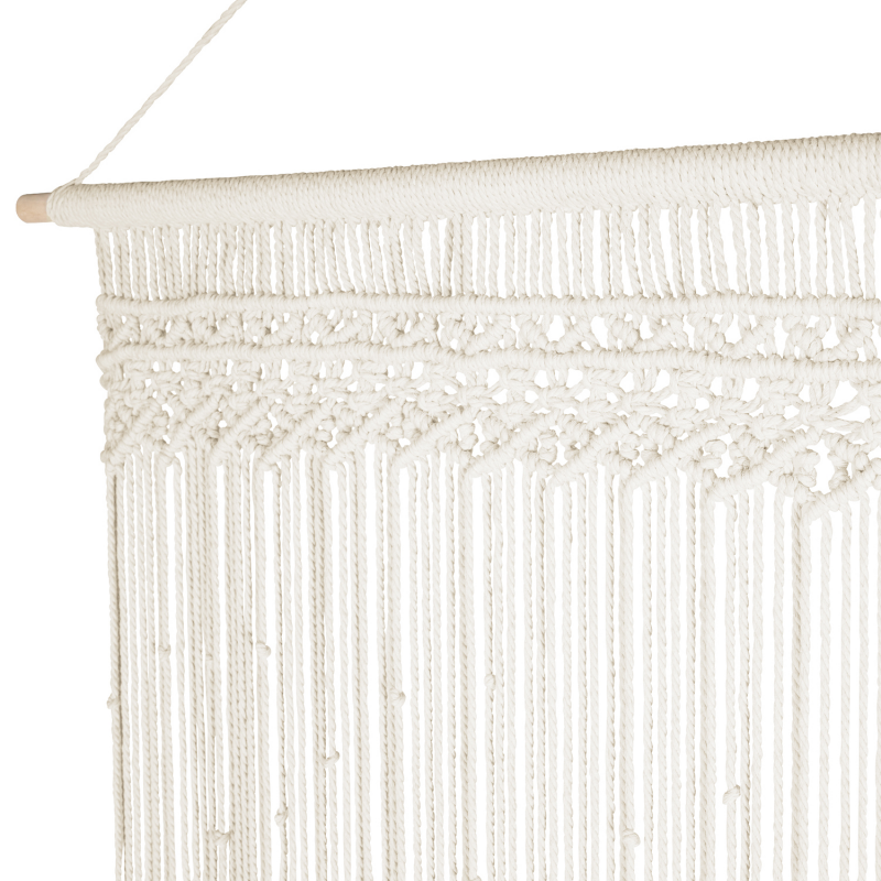 Rideau macramé bohème beige 90x200 cm pas cher