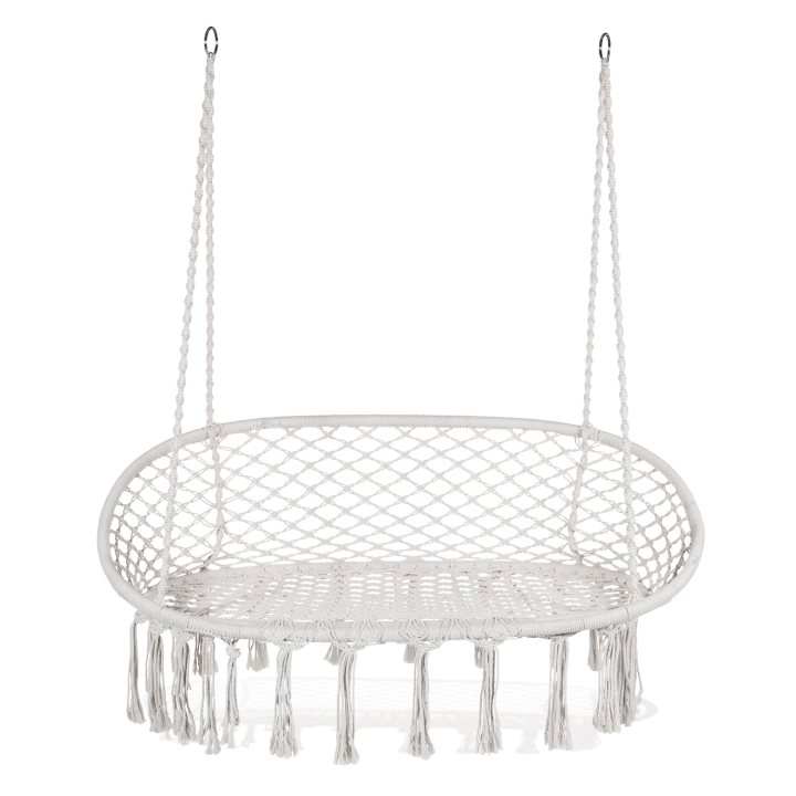 Banc suspendu bohème design macramé balancelle 2 places Banc suspendu bohème design macramé balancelle 2 places