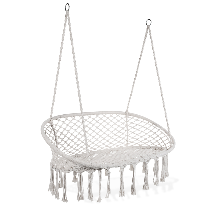 Banc suspendu bohème design macramé balancelle 2 places Banc suspendu bohème design macramé balancelle 2 places