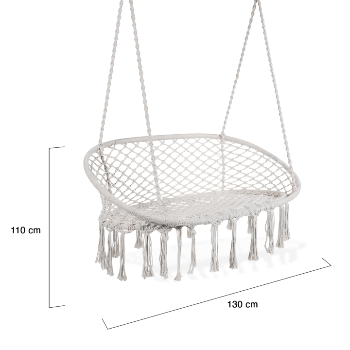 Banc suspendu bohème design macramé balancelle 2 places Banc suspendu bohème design macramé balancelle 2 places