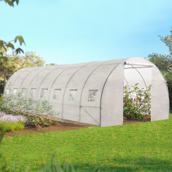 13602 - Grande serra da giardino bianca con 8 finestre Serre tunnel de jardin 24m² blanche gamme maraichère DES ANDES 8x3M
