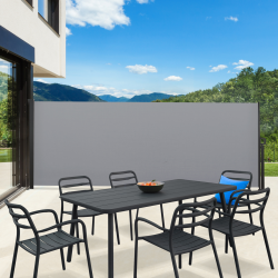 14205 - Oprolbaar lichtgrijs windscherm 400 x 180 cm Paravent extérieur rétractable 180 x 400 CM gris clair store latéral