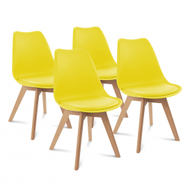 Lot de 4 chaises SARA jaunes pour salle à manger