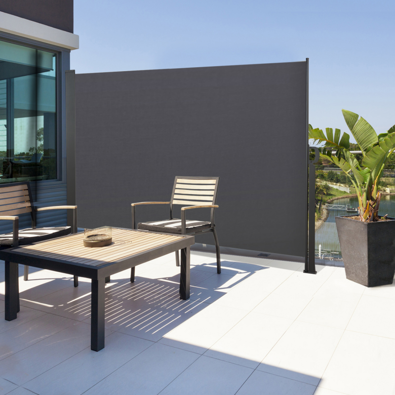 Brise-vue rétractable pour balcon et terrasses, 140cm, gris/beige