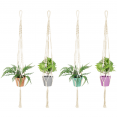 Lot de 4 portes plantes bohème en macramé
