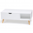 Table basse Effie plateau relevable bois blanc