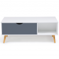 Table basse Effie plateau relevable bois blanc et gris