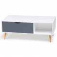 Table basse Effie plateau relevable bois blanc et gris