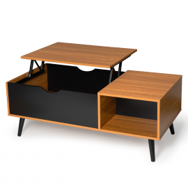 Table basse EFFIE plateau relevable bois et noir Table basse EFFIE plateau relevable bois et noir