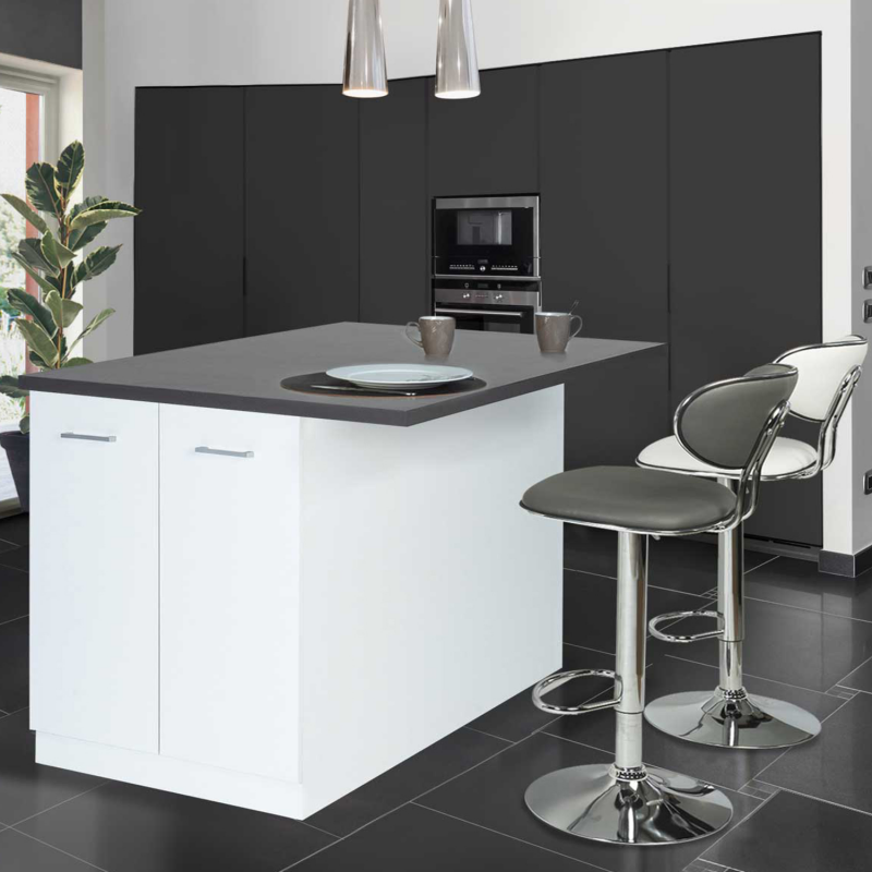 Ilot Central Pas Cher Pour Cuisine 120 Cm Blanc Et Gris Anthracite Ivo Id Market