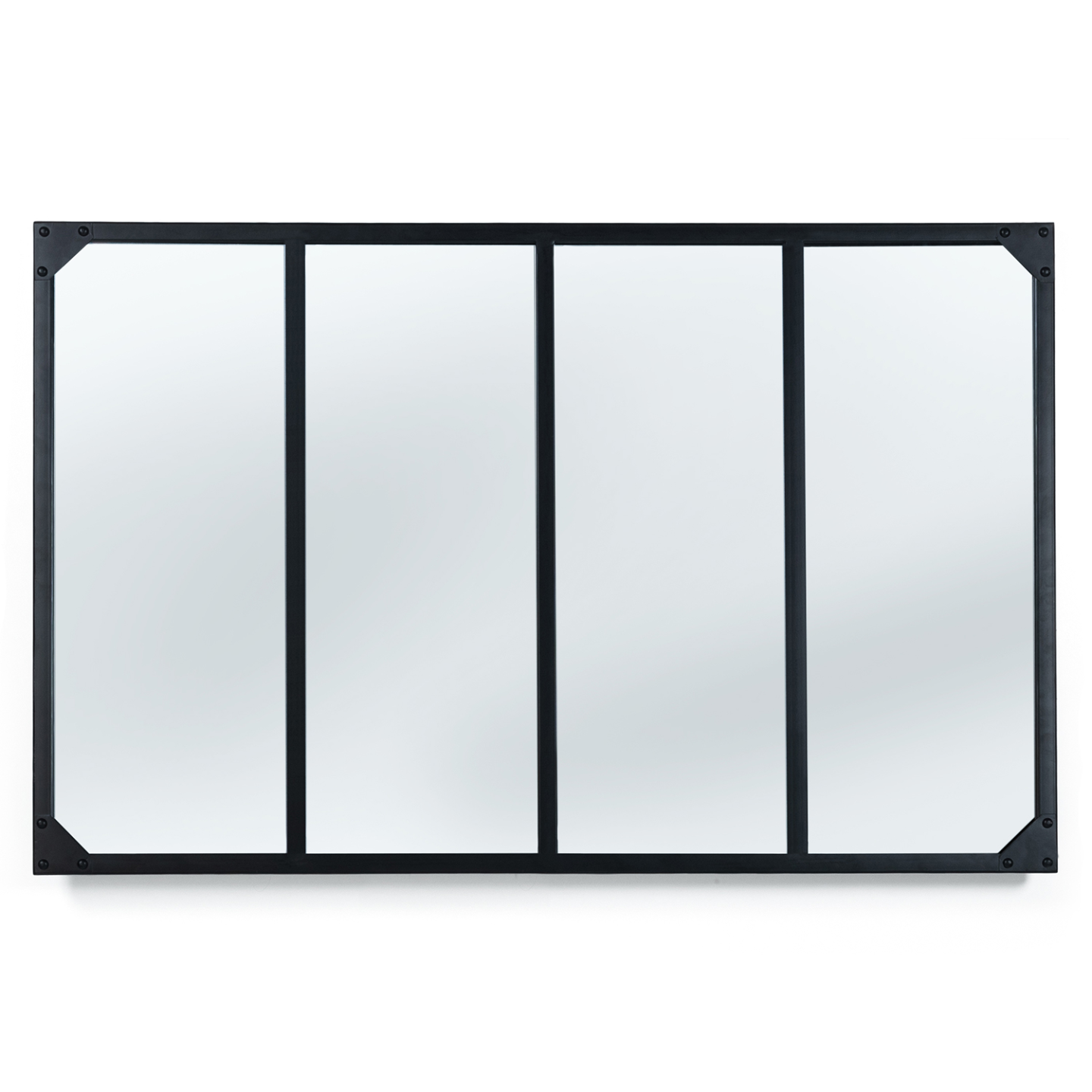 Espejo Negro Espejo Ratan Espejo Industrial Con Arco IDMarket 80x100cm Cristal Y Metal Negro H 1310720