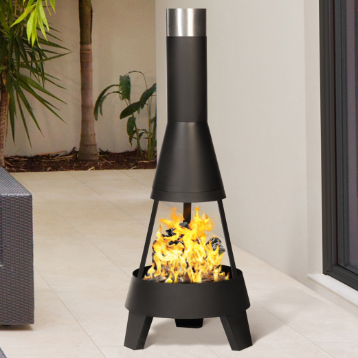 Braséro CAPRI noir foyer ouvert cheminée de terrasse
