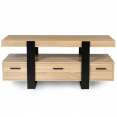 Meuble TV PHOENIX avec tiroirs bois et noir 116 cm