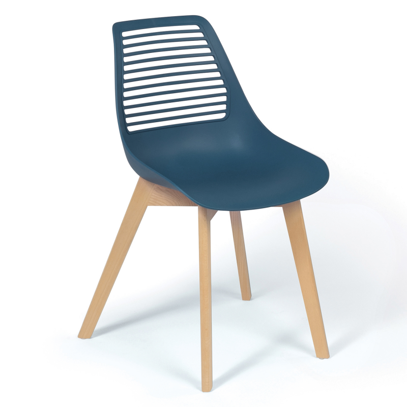 Lot de 4 chaises BONNIE bleu canard pour salle à manger