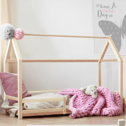 14100 - Letto per bambini in legno in stile scandinavo 90 x 190 cm Lit cabane enfant 90 x 190 CM NESSI bois avec sommier et barrières