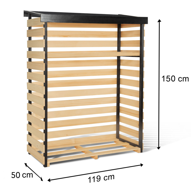 Abri à bûches et range bûches extérieur avec toit incliné