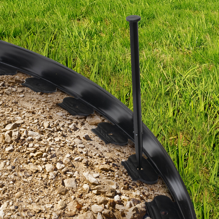 Bordure De Jardin Flexible 10 M - Noir, 4 Cm De Haut - Avec 30 Piquets Inclus - Pour Délimiter Pelouse, Parterres, Allées