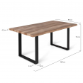 Table à manger rectangle DAKOTA 6 personnes pieds forme en U design industriel 160 cm
