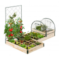 Kit complet carrés potagers modulables 3 bacs + treillis + housse