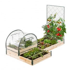 Kit complet carrés potagers modulables 3 bacs + treillis + housse