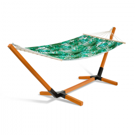 Hamac CUBA support bois et toile motifs tropicaux Hamac CUBA support bois et toile motifs tropicaux