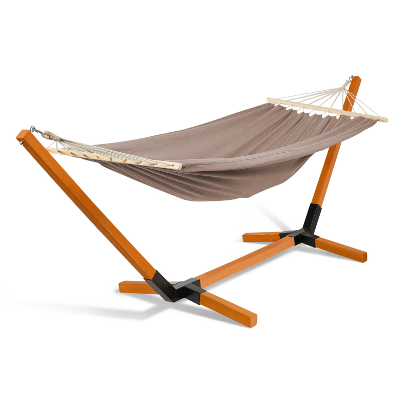 Hamac Cuba Avec Support Bois Et Toile Taupe Hamac Cuba Avec Support Bois Et Toile Taupe