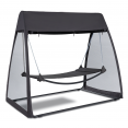 Hamac balancelle LAOS gris avec lit suspendu et moustiquaire