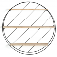 Etagère murale ronde LILY 3 niveaux bois et métal grillagé design industriel