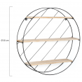 Etagère murale ronde LILY 3 niveaux bois et métal grillagé design industriel
