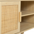 Meuble TV vintage ELIN 2 portes effet naturel cannage 115 cm
