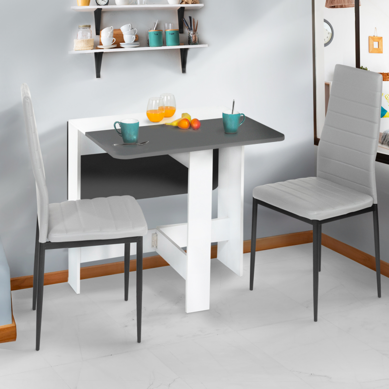 IDMarket - Table Console Pliable EDI 2-4 Personnes Bois Blanc Plateau façon  hêtre 103 x 76 cm