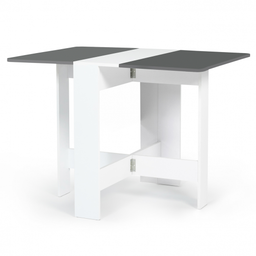 Table console pliable EDI 2-4 personnes bois blanc plateau gris 103 x 76 cm