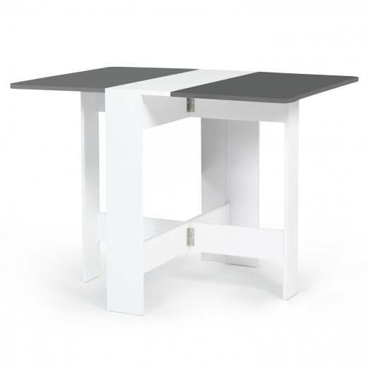 Table console pliante noire plateau bois double rangement - EDI