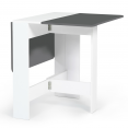 Table console pliable EDI 2-4 personnes bois blanc plateau gris
