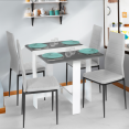 Table console pliable EDI 2-4 personnes bois blanc plateau gris