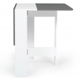 Table console pliable EDI 2-4 personnes bois blanc plateau gris 103 x 76 cm