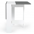 Table console pliable EDI 2-4 personnes bois blanc plateau gris
