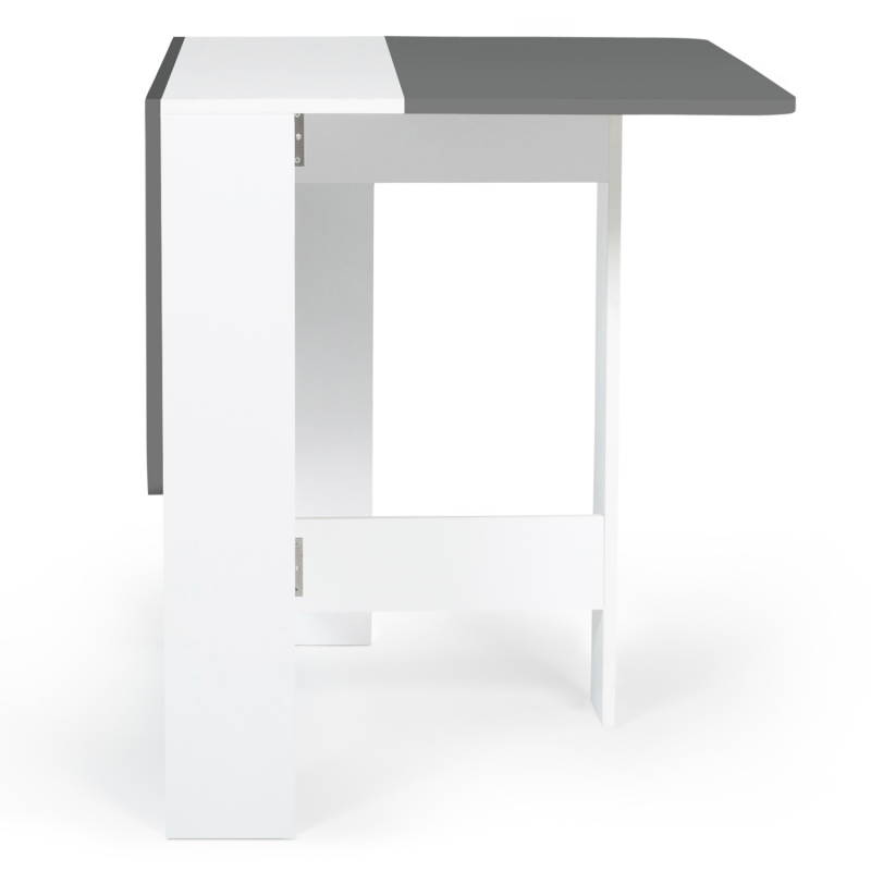 IDMarket - Table Console Pliable EDI 2-4 Personnes Bois Blanc Plateau Gris  103 x 76 cm
