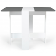 Table console pliable EDI 2-4 personnes bois blanc plateau gris
