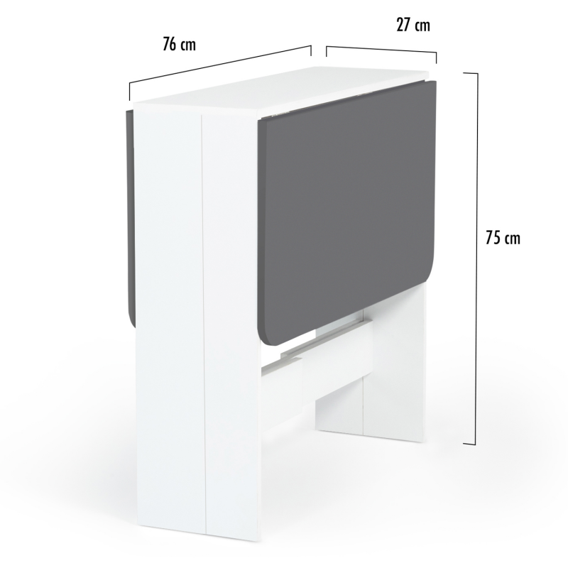 IDMarket - Table Console Pliable EDI 2-4 Personnes Bois Blanc Plateau façon  hêtre 103 x 76 cm