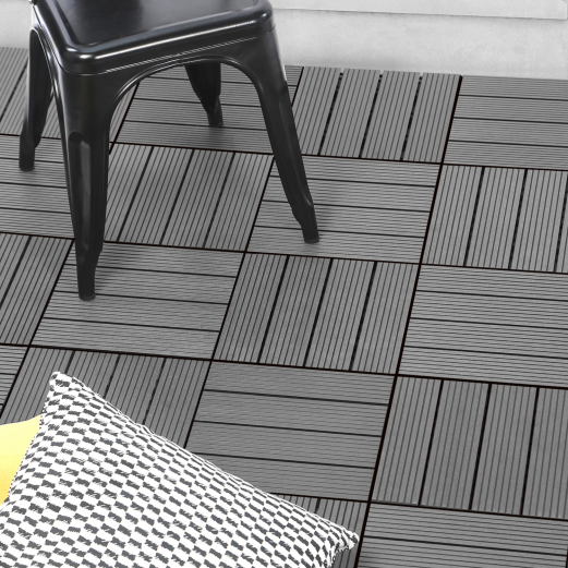 Lote de 5 baldosas de terraza Wodhy de madera compuesta gris
