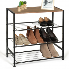 Etagère à chaussures ARTHUR 3 niveaux effet vieilli design industriel Etagère à chaussures ARTHUR 3 niveaux effet vieilli design industriel