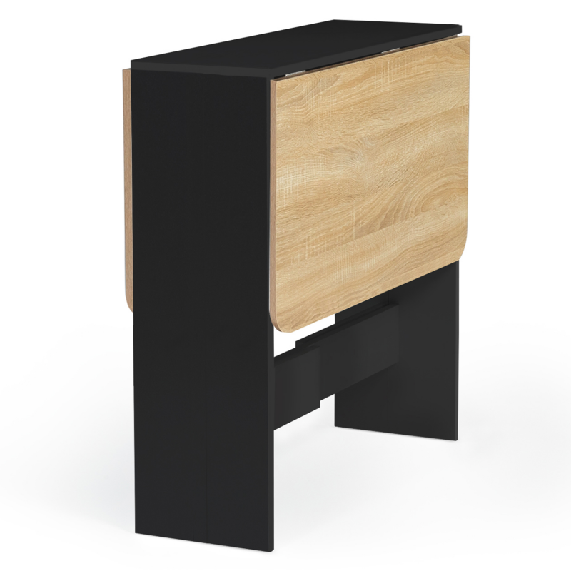 Table d'appoint pliante bois et métal noir - 60x60x76cm Couleur noir  Atmosphera