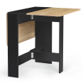 Table console pliable EDI 2-4 personnes bois noir plateau façon hêtre