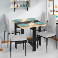 Table console pliable EDI 2-4 personnes bois noir plateau façon hêtre