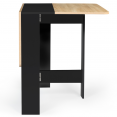 Table console pliable EDI 2-4 personnes bois noir plateau façon hêtre